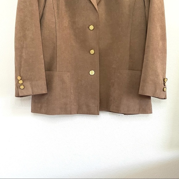 Vintage Abe Schrader Ultra Suede Peak Lapel Button Front Blazer Jacket Tan Small - Picture 4 of 16